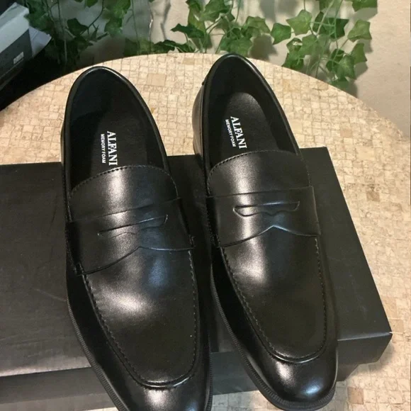Alfani Black Leather Slip-On Loafers - Picture 3 of 3